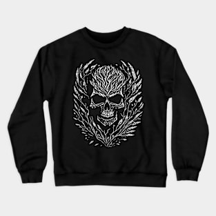 skull design in the woodcut tattoo style Crewneck Sweatshirt